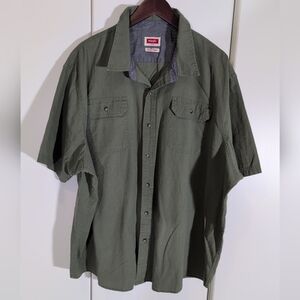 Wrangler - Shirt Green-Military Look- 3XLarge Short Sleeve - Cotton Spandex